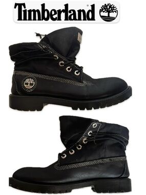 Timberland Premium Black Leather Waterproof Boots Mens 6 Fits 7 Unisex